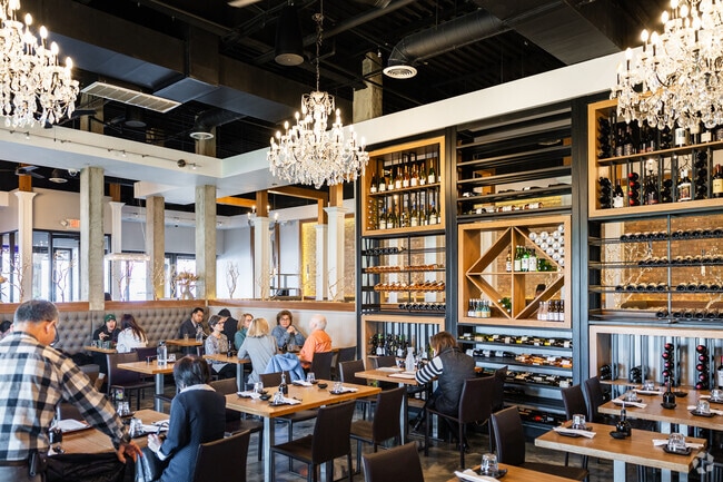 Chandeliers add to the upscale atmosphere at Blufish in The Willows.