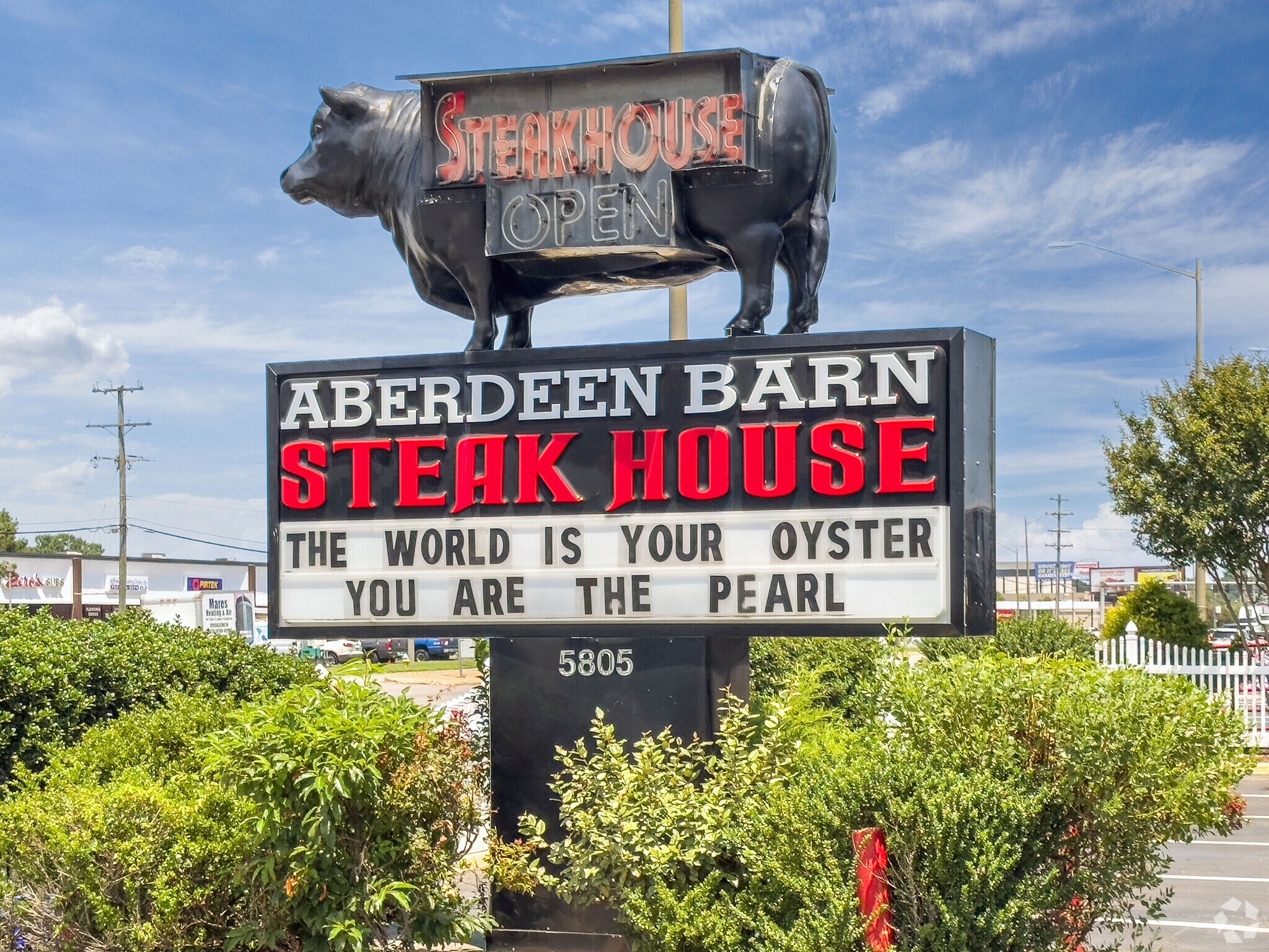 Aberdeen Barn's famous cattle sign in the Bayside neighborhood of Virginia Beach.