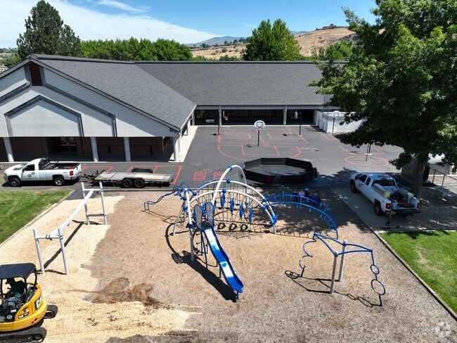 An overview of Adams Elementary School's playground.