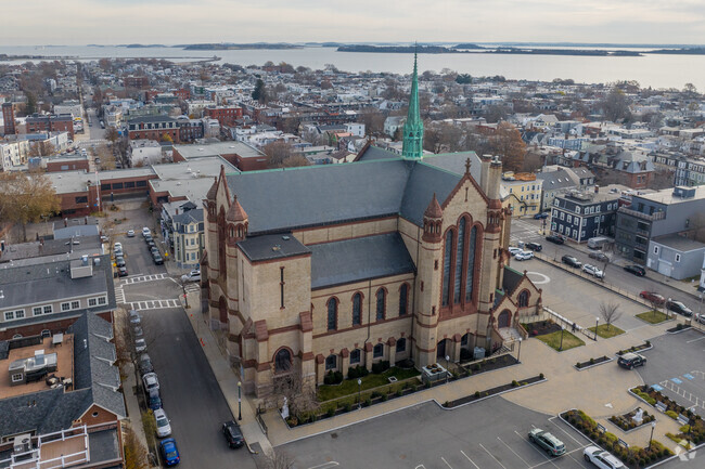 Gate of Heaven Elementary School in Boston sits just next to the water.