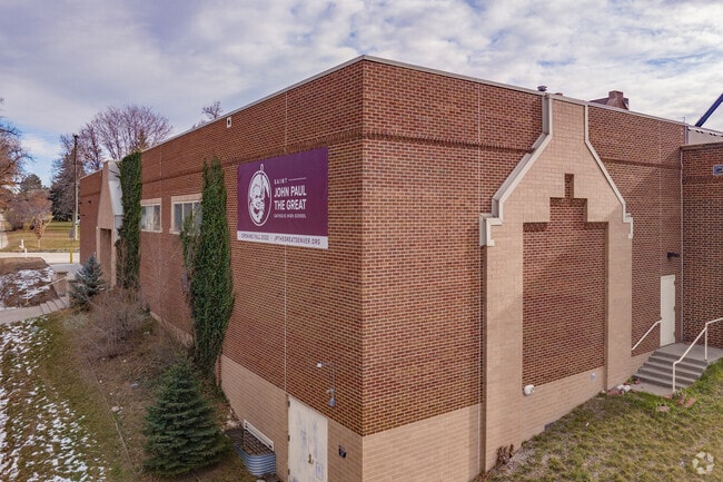 St. John Paul the Great Catholic High School on a winter afternoon in Denver Colorado.