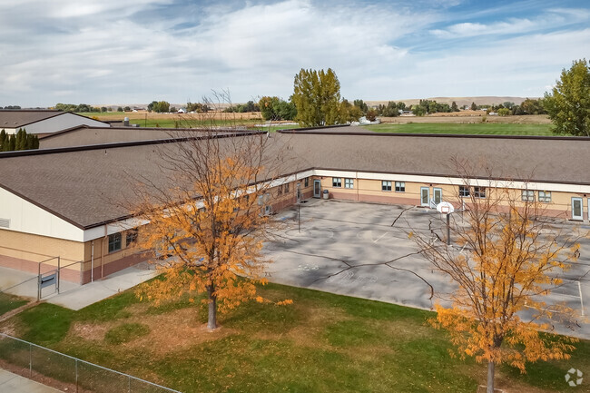 A basketball court at Shadow Butte Elementary is enjoyed by students during recess.
