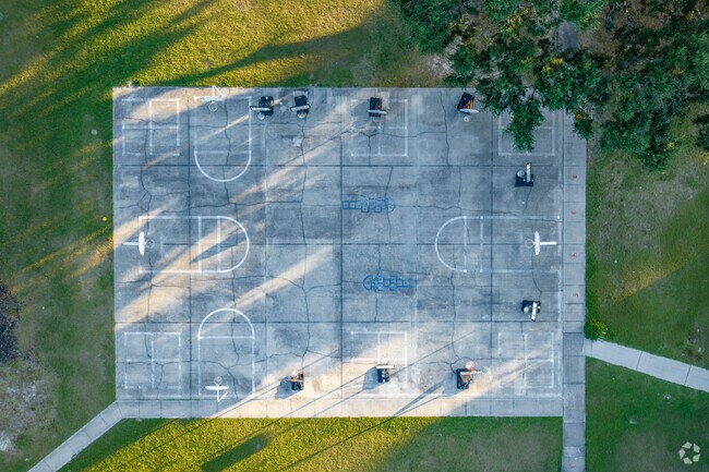 Kids enjoy outdoor play on the sports courts at San Antonio Elementary.