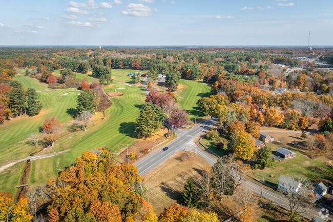 You can take in the lush greenery and wooded vistas of the Wades Corner neighborhood from above.