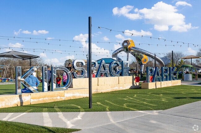 KidSpace Park offers several playgrounds, corn hole, a skate park, and pickleball.