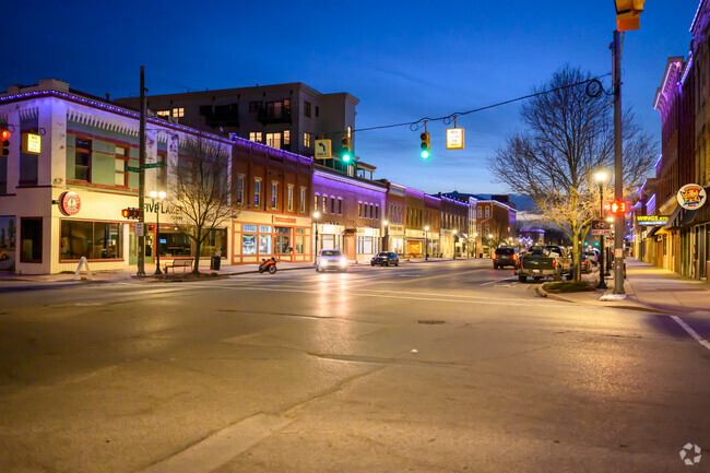 Sturgis lights up at night with restaurants on Chicago Road.