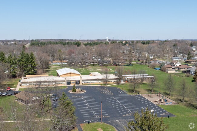 St. Anne Elementary School offers a sprawling campus when viewed from above.