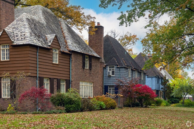 Rows of Tudor homes creates a picturesque streetscape in Cleveland Heights.