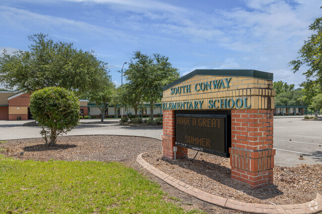 South Conway Elementary School sign has messages interest throughout the year in Conway.