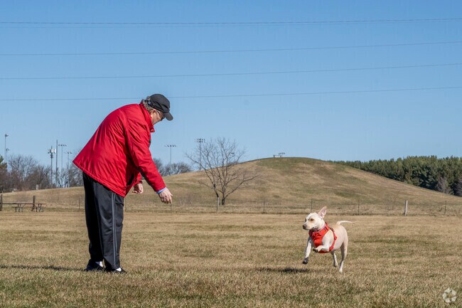 Jon Blanchard Dog Park in Oregon has two main fenced-in areas for pet owners to enjoy.