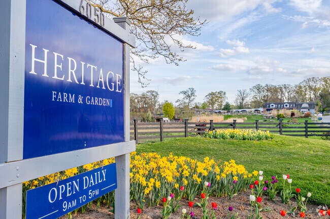 Enjoy the picturesque views at Heritage Farm and Garden in Muttontown.