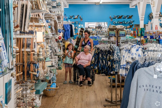 Residents and visitors to Fort Crockett can shop for gifts at Murdochs, off the seawall.
