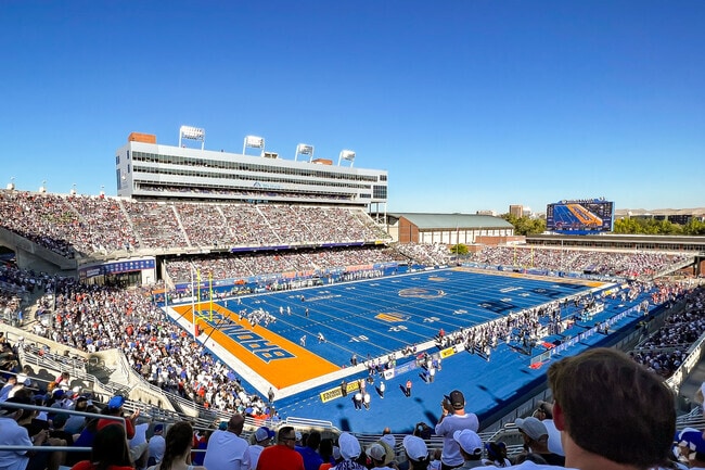 BSU football stadium draws thousands of avid Broncos fans from around the city.