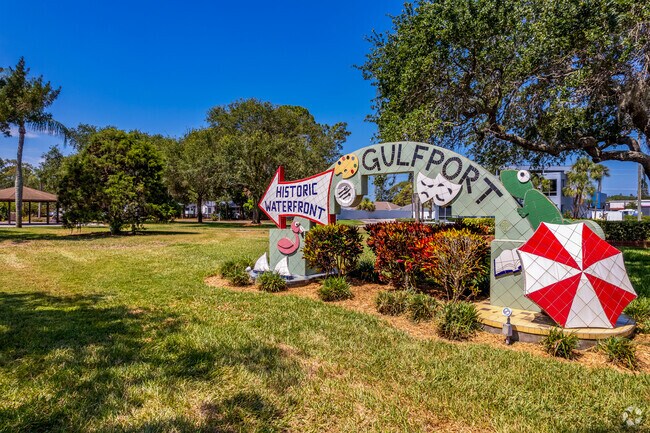 The Gulfport neighborhood is filled with artists, and the sign provides a welcoming entrance.