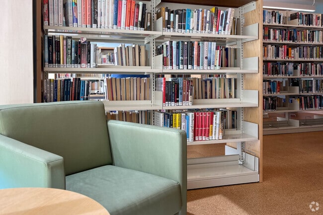 Comfy chairs are all over the Half Hollow Hills Community Library in Dix Hills.