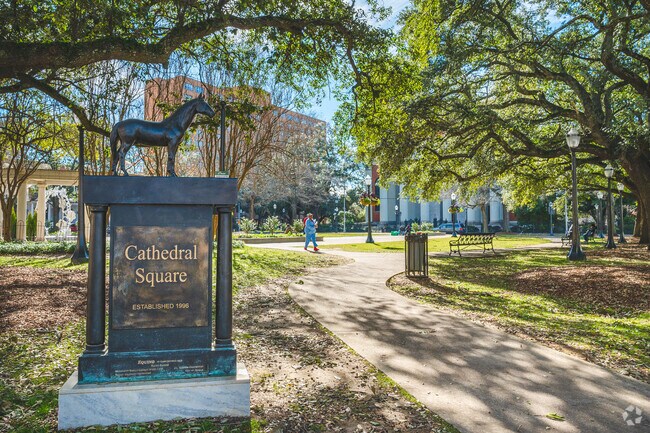 Cathedral Square hosts an art walk once a month in Downtown Mobile.