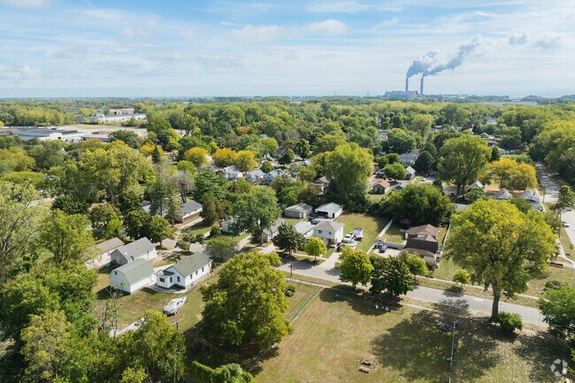 DTE Energy sits in the background on Lake Erie and provides many jobs for the people of Monroe.