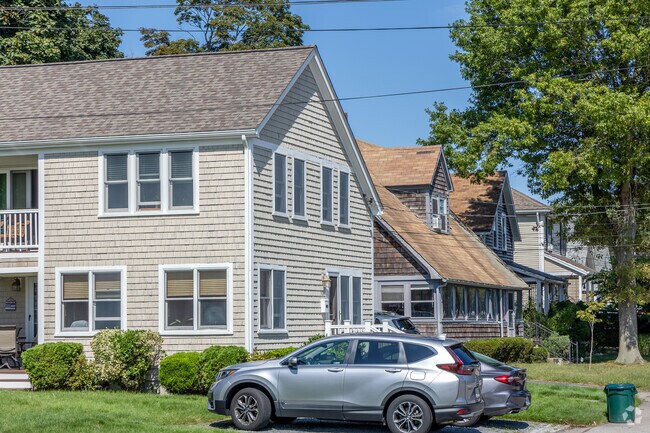 This row of newer homes in the Bay Spring neighborhood showcases classical designs.