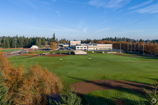 Surrounding the fields and Judson Middle School you'll find lots of trees and homes nestled in.