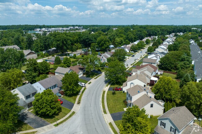 The Woods of Olentangy with some older homes built in the late 1990s and early 2000s.