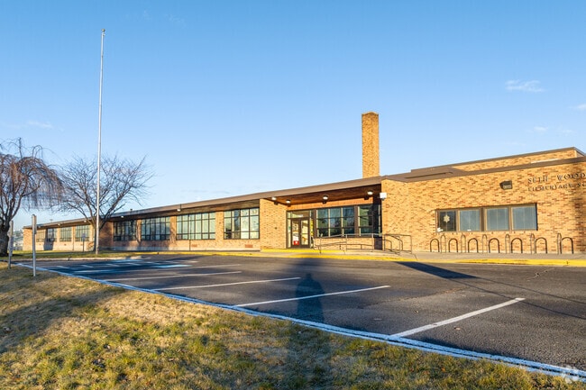 Seth Woodard Elementary features a small parking lot for visitors and staff.