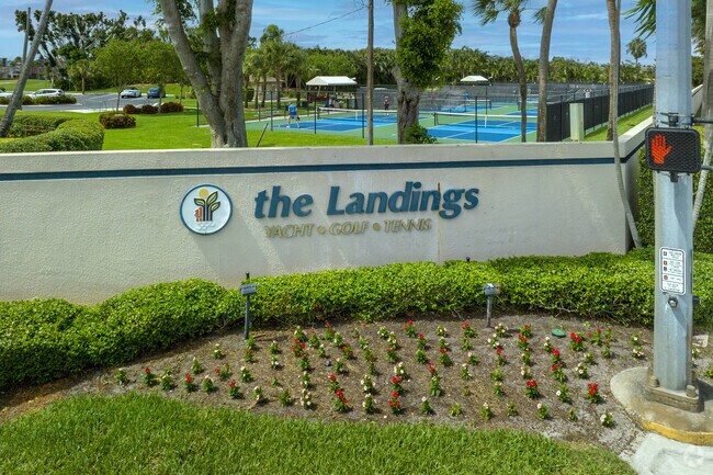 The entrance signage for the Landings Yacht, Golf and Tennis Club.