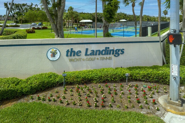 The entrance signage for the Landings Yacht, Golf and Tennis Club.