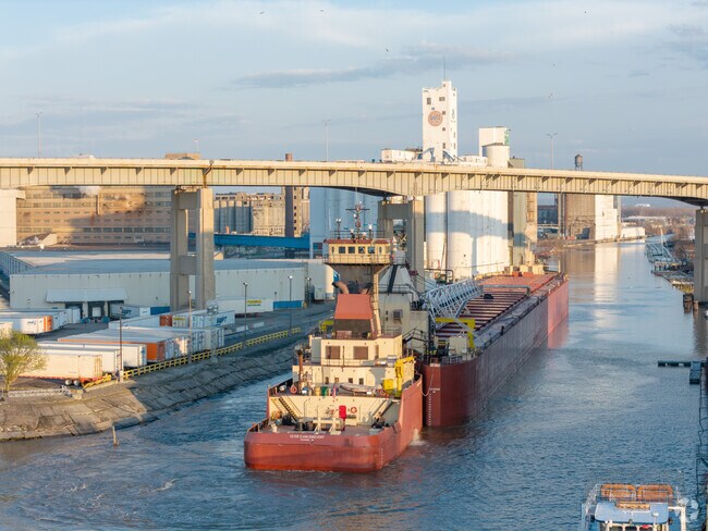 Large freight boats can often be watched from Canalside in Downtown Buffalo.