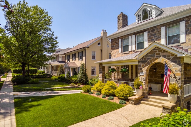 Cottage style homes line the narrow streets of Martin's Additions, located in Chevy Chase Park.