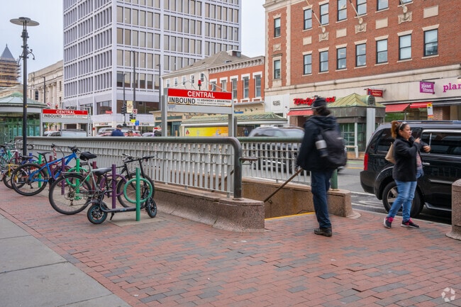 Catch the subway inbound or outbound at the Central Square station near Riverside.