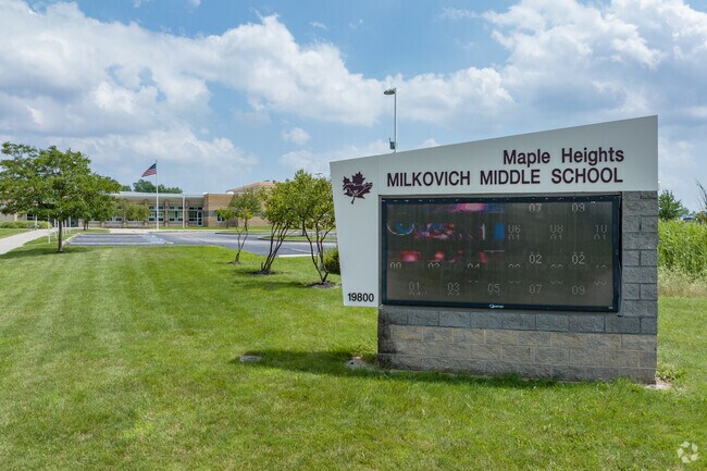 Children can easily walk or bike to Milkovich Middle School in Mayfield Heights.