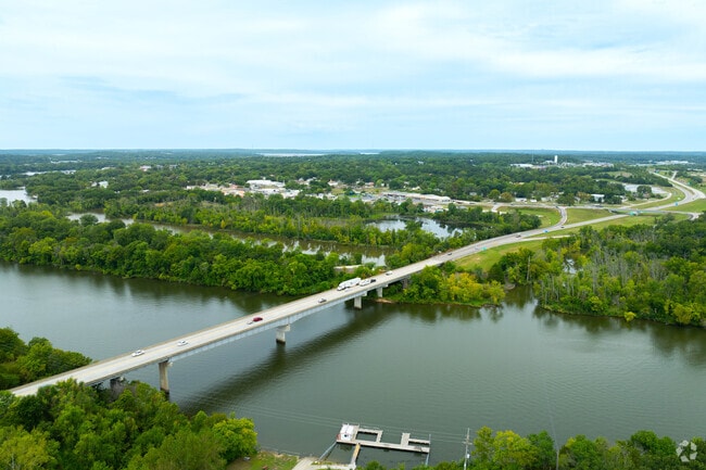 Highway bridge spans Truman Reservoir near Warsaw.