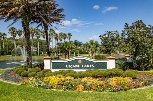 Entry sign to Cranes Lakes Golf Course and Country Club in Port Orange near Tomoka Farms.
