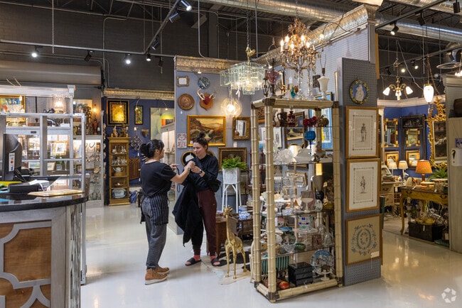 The village has specialty businesses, like antique mall Heritage Trail Mercantile.