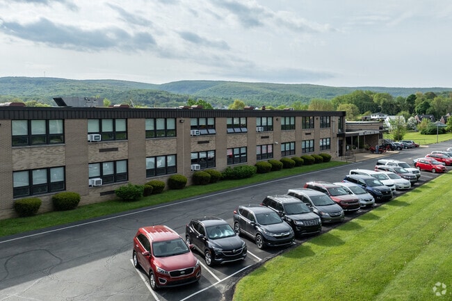 Geibel Catholic Middle/High School has a backdrop of beautiful PA mountains.