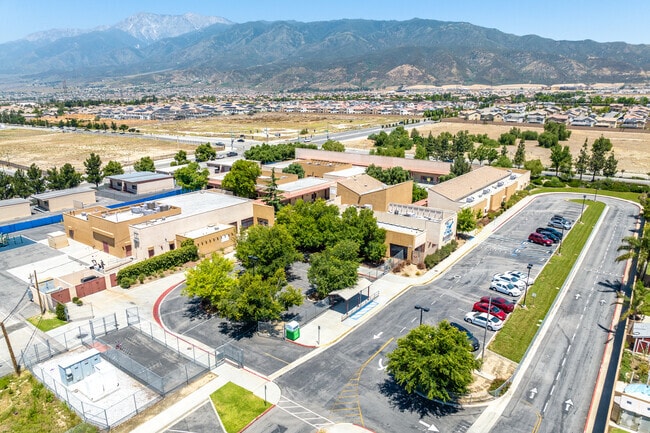 The Sierra Lakes Elementary School offers a sprawling campus when viewed from above.