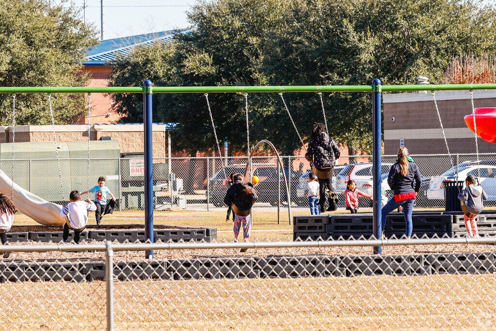 Children enjoy recess on the playground at Mount Holly Elementary School.