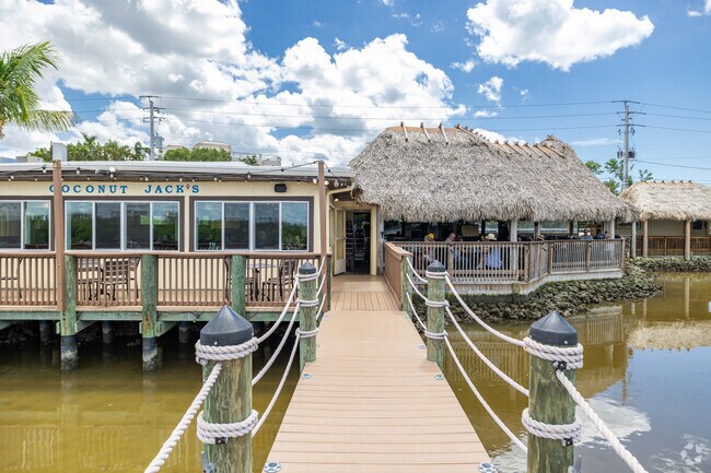 Coconut Jacks Waterfront Grille is a popular seafood restaurant overlooking the water in Bonita Shores.