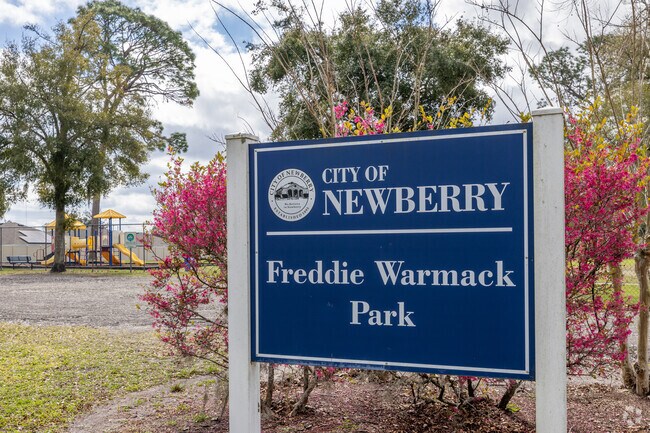 Freddie Warmack Park is a small community park in Newberry with a jungle gym, baseball field, and a basketball court.