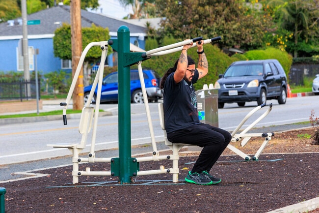 Greenleaf Parkway is a neighborhood green space with an outdoor workout area.