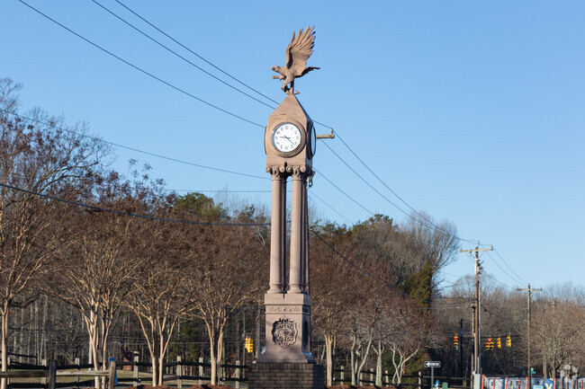 A sculpture with the eagle symbol at Charles C Erwin Middle School.