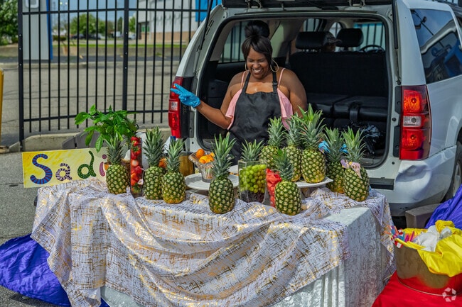 Sadies Elegant Catering operates a fun fruit stand during the warmer months in Brownell.