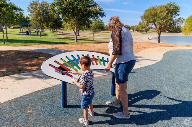 Earl Crow Park in University Pines features interactive play like this musical station.