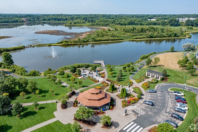 Aerial view of Purgatory Creek Park located in Eden Prairie, MN.