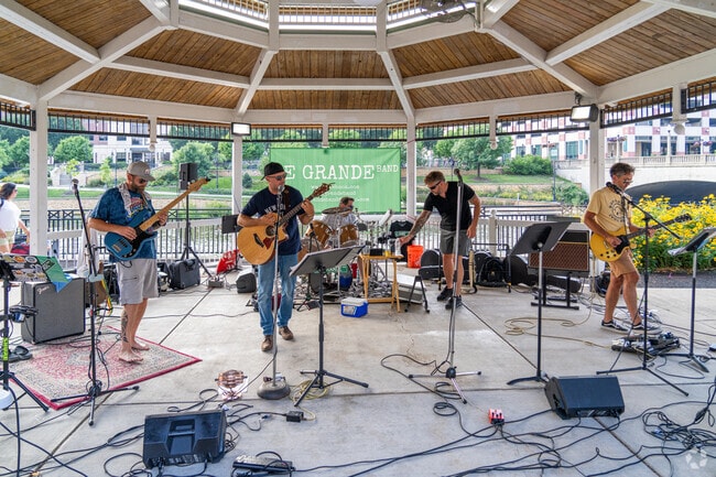 Le Grande Band performs at the annual Stolp Island Block Party near Big Woods Marmion.