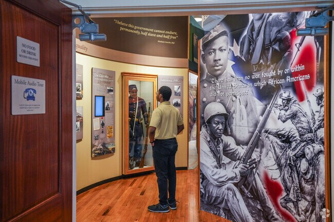 The African American Military History Museum showcases the contributions of Black soldiers.