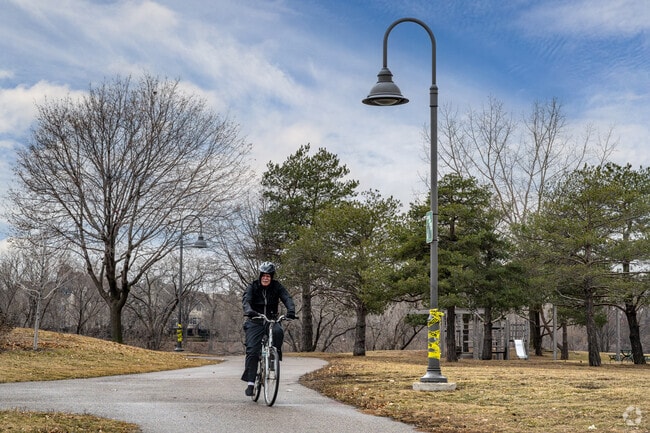 Many bikers cut through the trails at Boom Island Park.