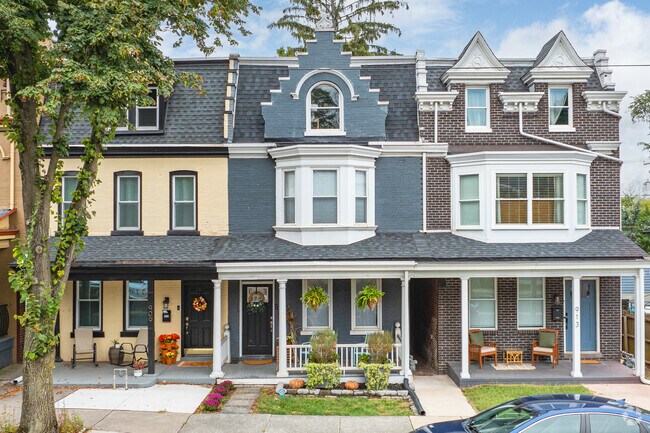 Most row homes in Conestoga Woods have shaded front porches to escape the heat.