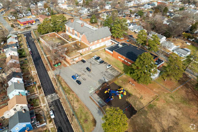 An aerial view of Swansboro Elementary School.