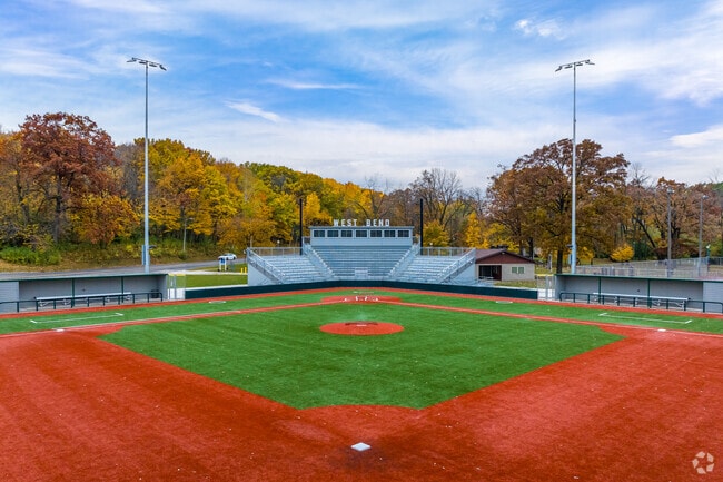 A view from the outfield at Carl M. Kuss Field in Regner Park, West Bend.